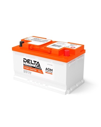 Delta START MASTER AGM 1270 (70 Ah). Аккумулятор автомобильный герметичный свинцово-кислотный. Delta в Ельце