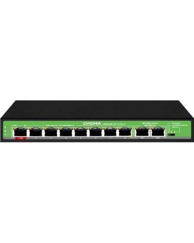 DSP208F-2F-T120 DSP208F-2F-T120 V1 (L2) 10х100Мбит/с 8PoE 8PoE+ 120W. Коммутатор с питанием по PoE. Digma в Ельце
