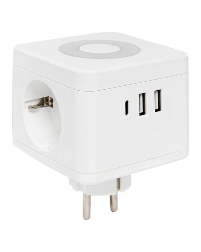 Тройник Куб 2 гнезда 2USB 2,4А+Type C + Ночник. Тройник Куб. EKF в Ельце
