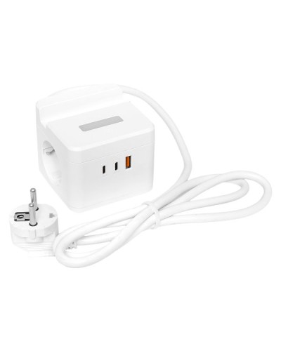 Удлинитель Куб 2 гнезда USB + 2Type C с быстрой зарядкой, подставкой под телефон и ночником 1,3 метра 1мм2. Удлинитель Куб. EKF в Ельце