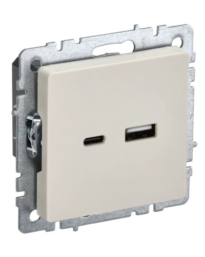 Розетка USB A+C 18Вт РЮ11-1-БрКр бежевый BRITE (BR-U22-018-K10). Розетка USB. IEK в Ельце