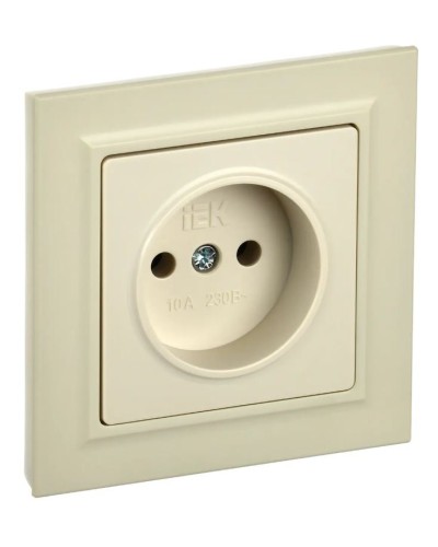 Розетка без з/к РС10-1-0-БрКр бежевый BRITE (BR-R10-10-K10). Розетка без заземления без защитных шторок. IEK в Ельце