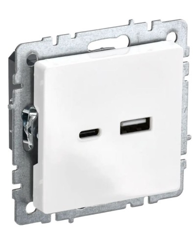 Розетка USB A+C 18Вт РЮ11-1-БрБ белый BRITE (BR-U22-018-K01). Розетка USB. IEK в Ельце