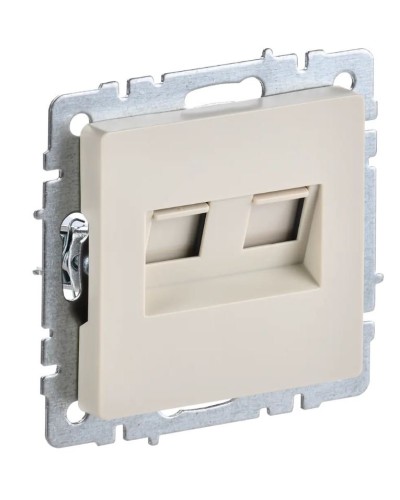 Розетка RJ45 РК10-2-БрКр кат.5E, бежевый BRITE (BR-K20-1-K10). Розетка компьютерная двойная. IEK в Ельце