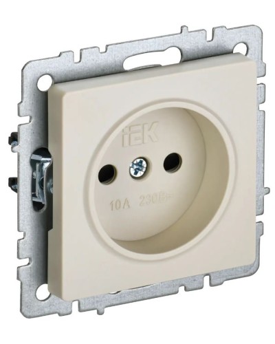 Розетка без з/к РСш10-2-БрКр бежевый BRITE (BR-R13-10-K10). Розетка без заземления с защитными шторками. IEK в Ельце