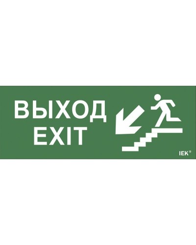 Самоклеящаяся этикетка Выход/лестница вниз/фигура для ССА (LPC10-1-35-13-VLVNF). Самоклеящаяся этикетка 240х90 мм. IEK в Ельце