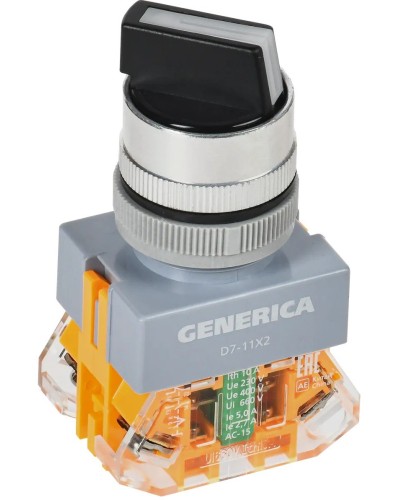 Переключатель D7-11X2 на 2 положения черный GENERICA (BSW50-11X2-3-21-2-K02-G). Переключатель. IEK в Ельце