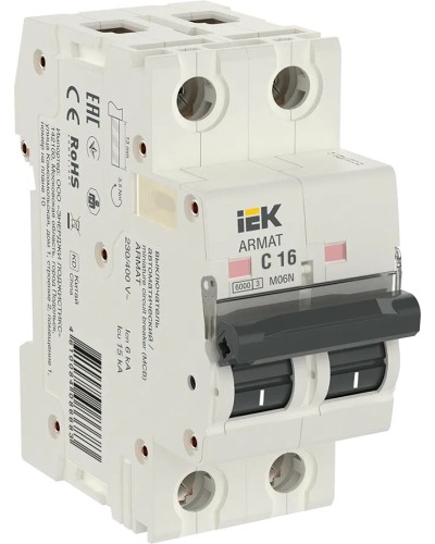 M06N 2P C 16А 6кА ARMAT (AR-M06N-2-C016). Автоматический выключатель. IEK в Ельце