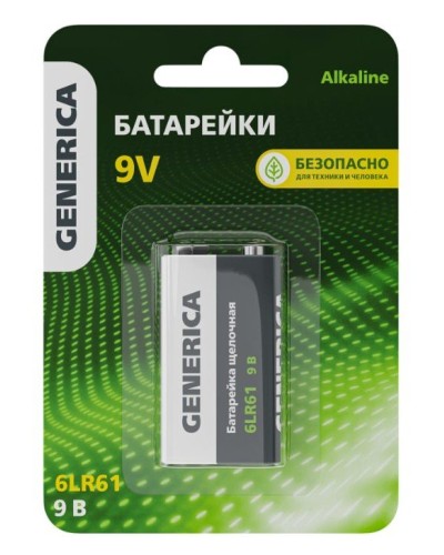 Батарейка Alkaline 6LR61 9V GENERICA (ABT-6LR619V-ST-L02-G). Батарейка щелочная. IEK в Ельце