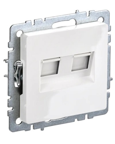 Розетка RJ45 РК10-2-БрБ кат.5E, белая BRITE (BR-K20-1-K01). Розетка компьютерная двойная. IEK в Ельце