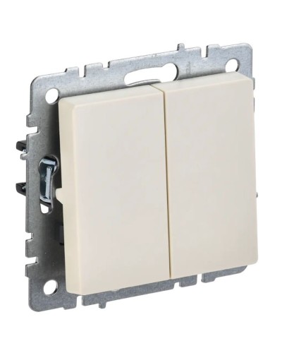 Выключатель 2-клавишный проходной ВС10-2-6-БрКр бежевый BRITE (BR-V22-0-10-K10). Выключатель. IEK в Ельце