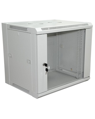 Шкаф телекоммуникационный 19 настенный 9U 600×450×500 мм (ШxГxВ) - передняя дверь стекло, боковые стенки съемные (разобранный) RAL 7035 (04-2201). Шкаф телекоммуникационный 19 настенный 9U. Rexant в Ельце