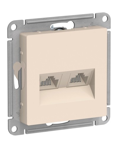 AtlasDesign розетка RJ45+RJ45, 2-местная, скрытой установки, механизм, бежевый (ATN000285). Розетка компьютерная. Systeme Electric в Ельце