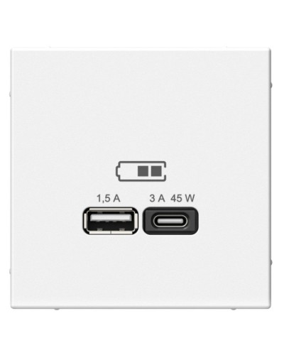ArtGallery розетка USB тип-A+C 45Вт, скрытой установки, механизм, белый (GAL000129). Розетка USB. Systeme Electric в Ельце