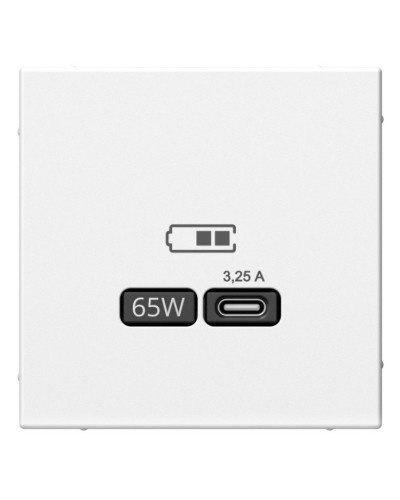 ArtGallery розетка USB тип-С 65Вт высокоскоростной заряд. QC, PD, скрытой установки, механизм, белый (GAL000127). Розетка USB. Systeme Electric в Ельце