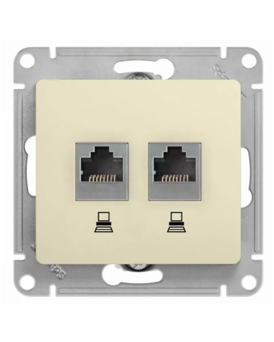 Glossa розетка RJ11+RJ45, 2-местная, кат. 5Е, скрытой установки, механизм, бежевый (GSL000285). Розетка компьютерная + телефонная. Systeme Electric в Ельце