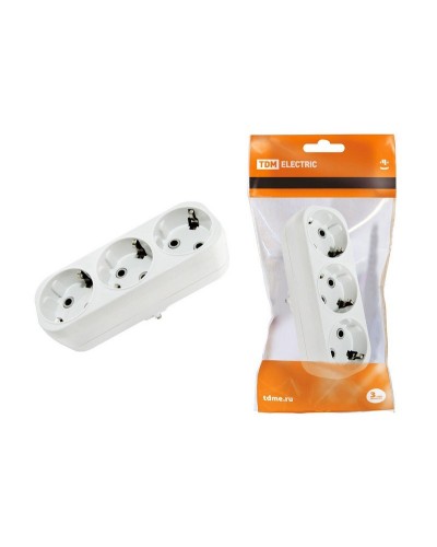 Блок на 3 гнезда 2П+З плоский 16А 250B TDM (SQ1806-0033). Розетка. TDM ЕLECTRIC в Ельце