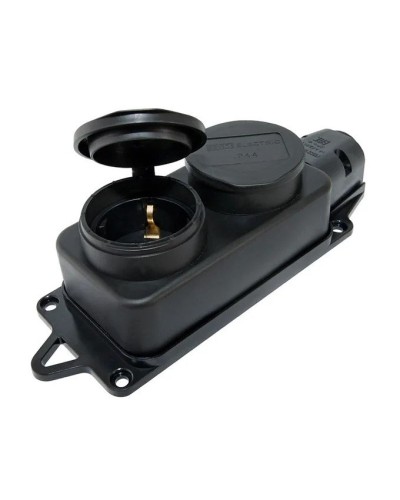 Розетка двухместная 2Р+РЕ 16А 250В IP44 (SQ0612-0010). Розетка двухместная с заглушками каучук. TDM ЕLECTRIC в Ельце