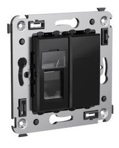 Розетка RJ-45 в стену Avanti одинарная черный квадрат (4402463). Розетка компьютерная. ДКС в Ельце