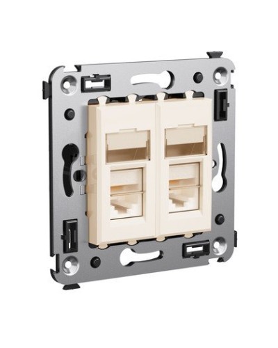 Розетка RJ-45 Avanti в стену двойная экранированная ванильная дымка (4405364). Розетка. ДКС в Ельце
