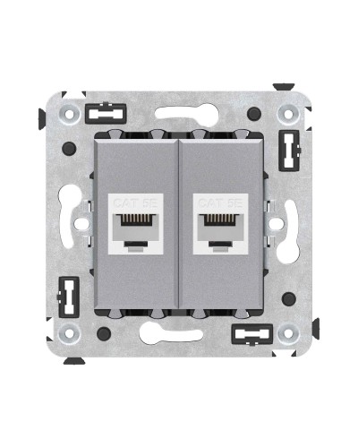 Розетка RJ-45 в стену, кат.5E, Avanti, двойная, закаленная сталь (4404664). Розетка компьютерная. ДКС в Ельце