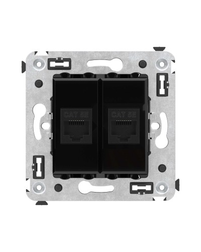 Розетка RJ-45 в стену, кат.5E, Avanti, двойная, черный квадрат (4402664). Розетка компьютерная. ДКС в Ельце
