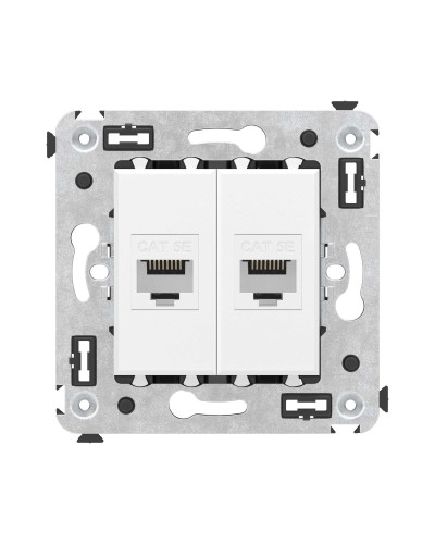 Розетка RJ-45 в стену, кат.5E, Avanti, двойная, белое облако (4400664). Розетка компьютерная. ДКС в Ельце