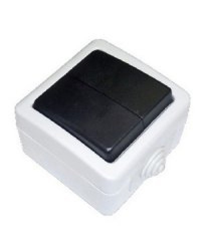 Переключатель двухклавишный 2-полюсный с 2 мест EF602SA, серый, LK Aqua (80006). Переключатель. Экопласт в Ельце