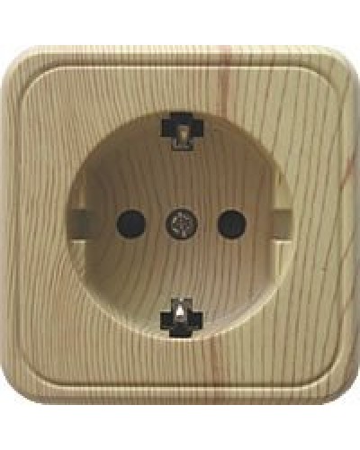 Розетка одинарная открытой установки с з/к, сосна, LK Standard (813225). Розетка с заземляющими контактами и защитными шторками. Экопласт в Ельце