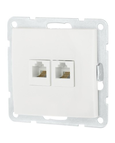 Розетка телефонная двойная 2xRJ-12 с накладкой, белый LK60 (865604-1). Розетка телефонная. Экопласт в Ельце
